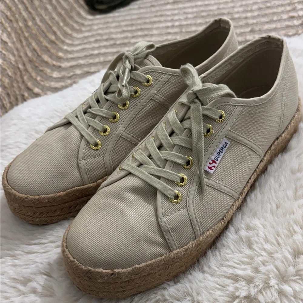 Superga Cotropew Espadrille‎ Canvas Platform Sneakers Size 10.5 EU 41.5